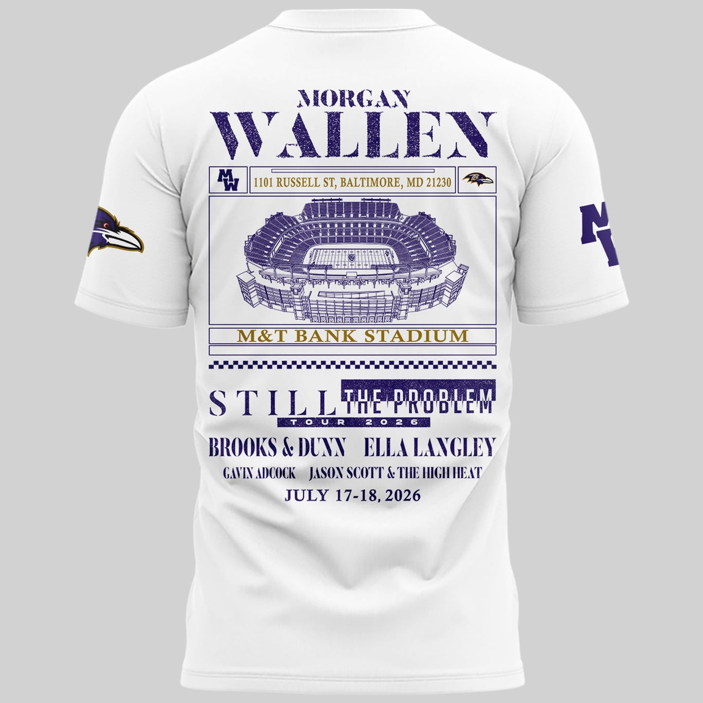 Special New Edition Baltimore Ravens x MW White Tshirt 2026