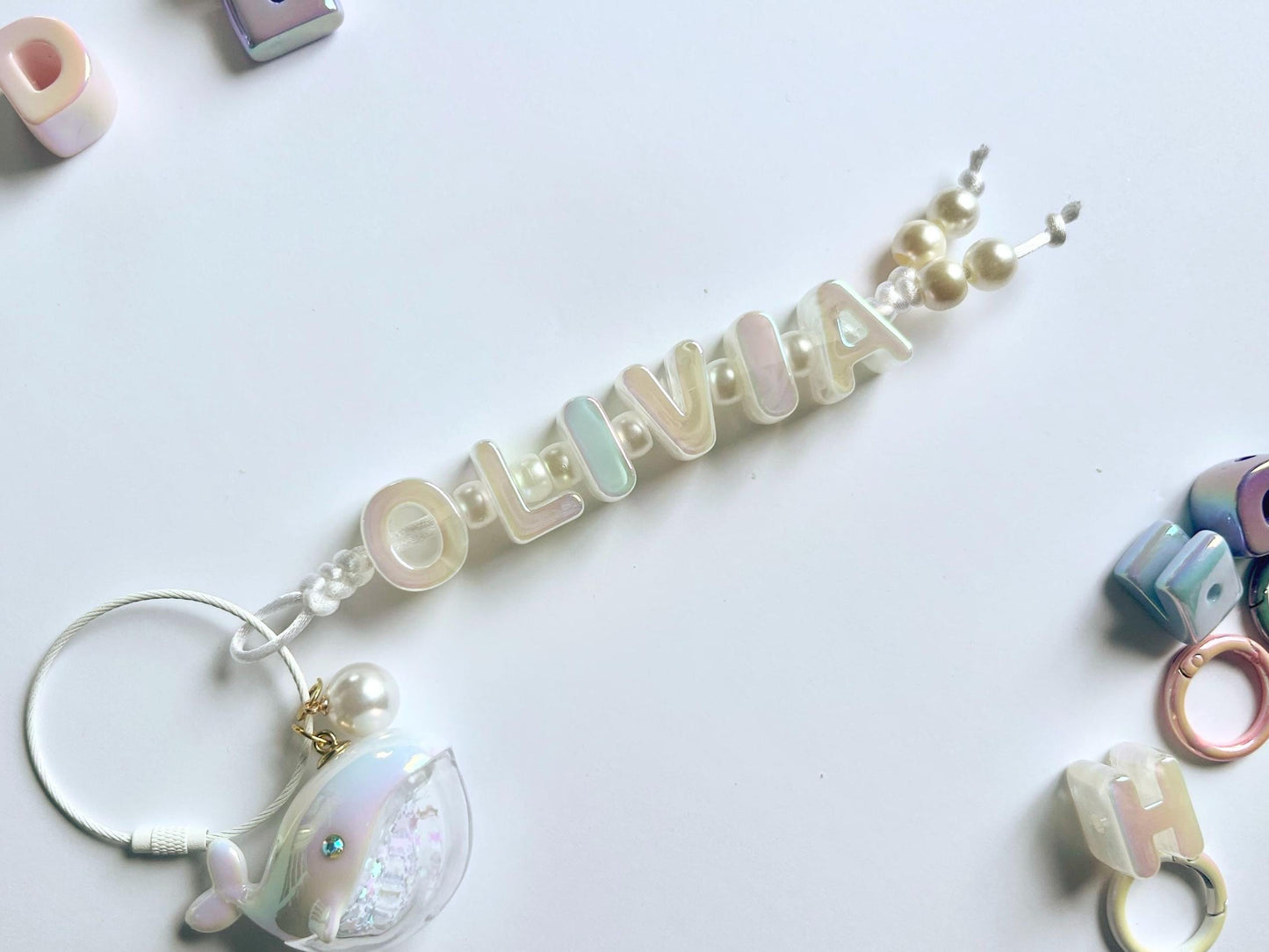 Personalized Iridescent Name Keychain - Custom Handmade Bag Charm Purse charm