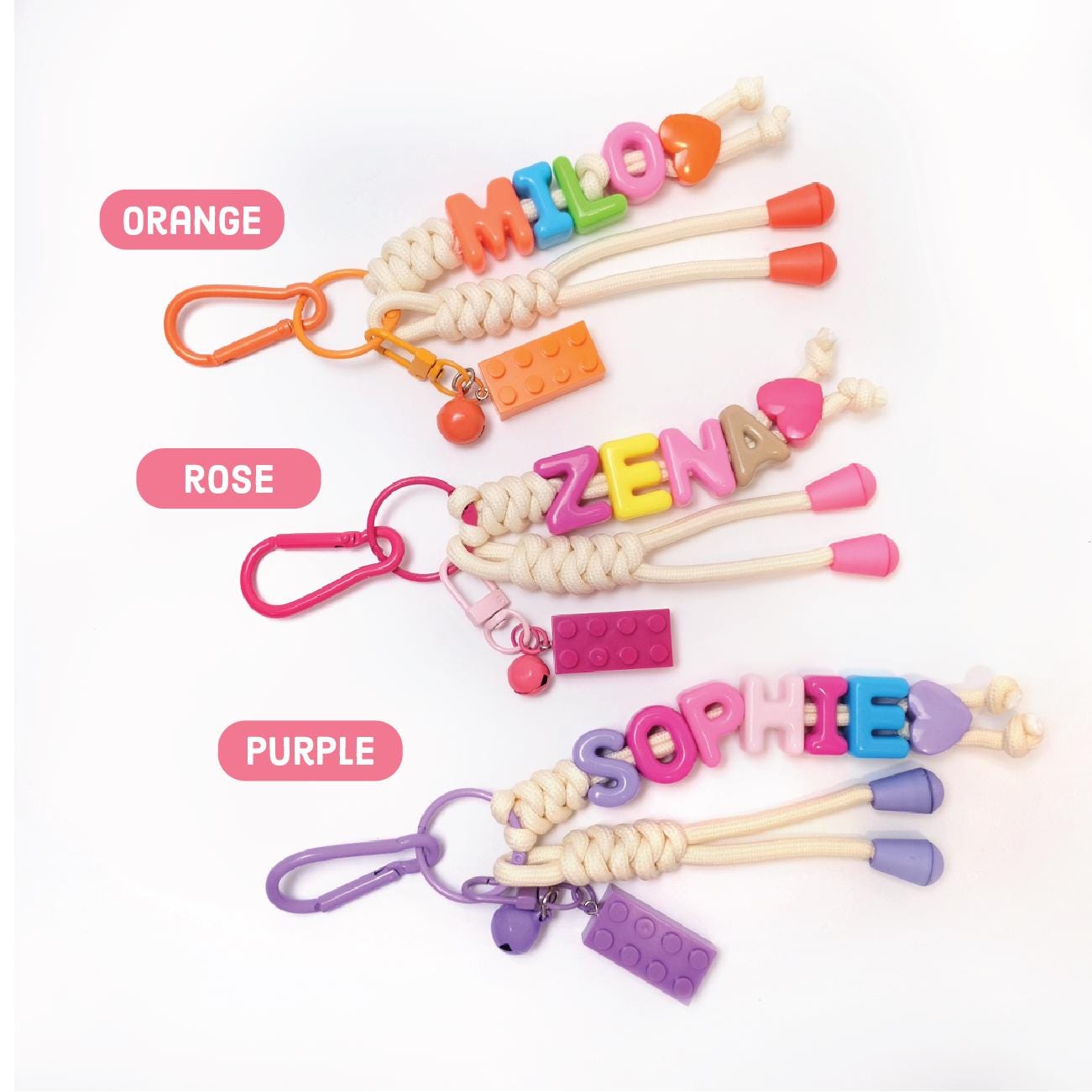 Personalized Brick Name Keychain Colorful Building Block Gift