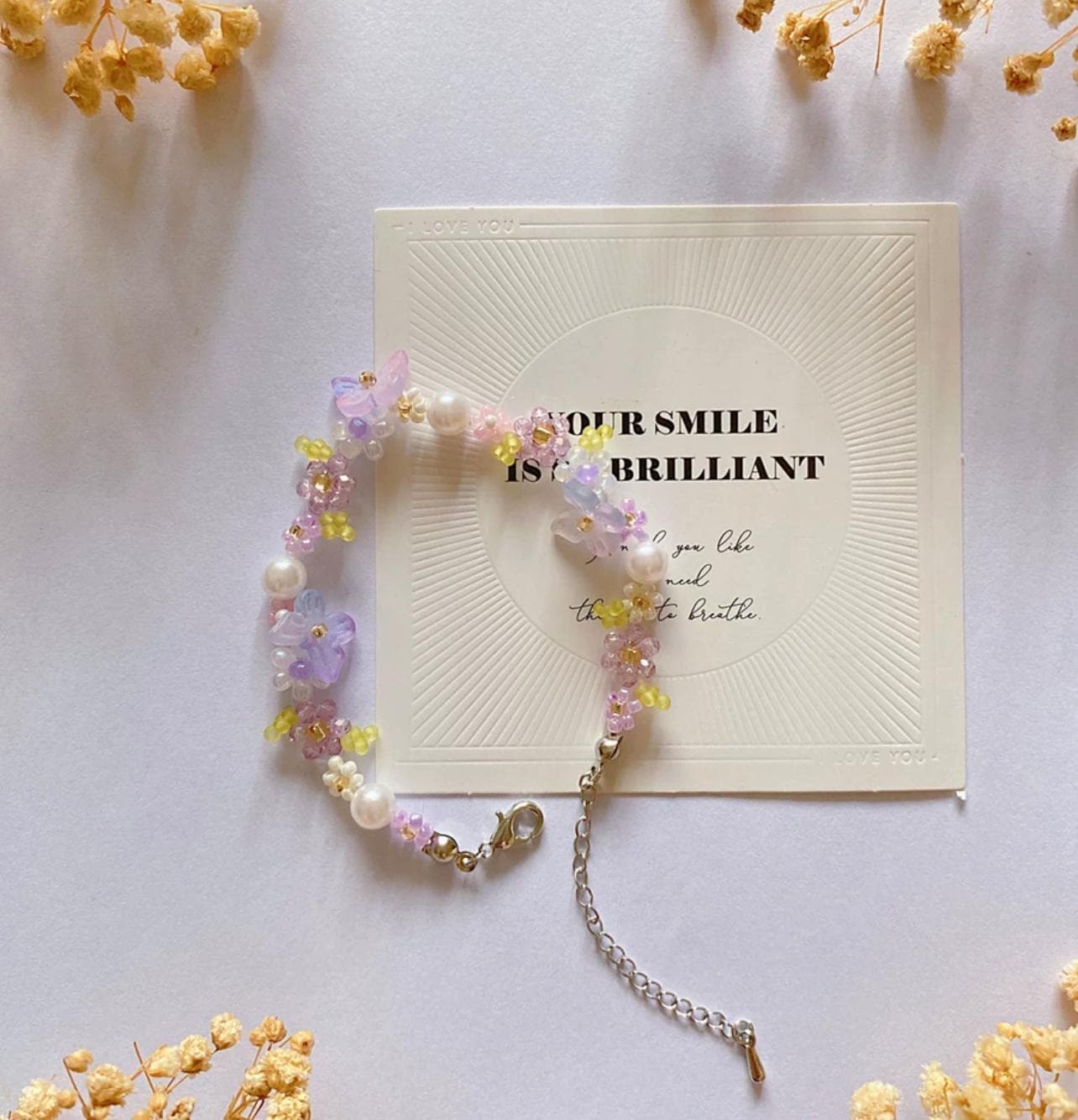 Handmade Pearl Beaded Phone Charm Strap: Butterfly Flower Chain