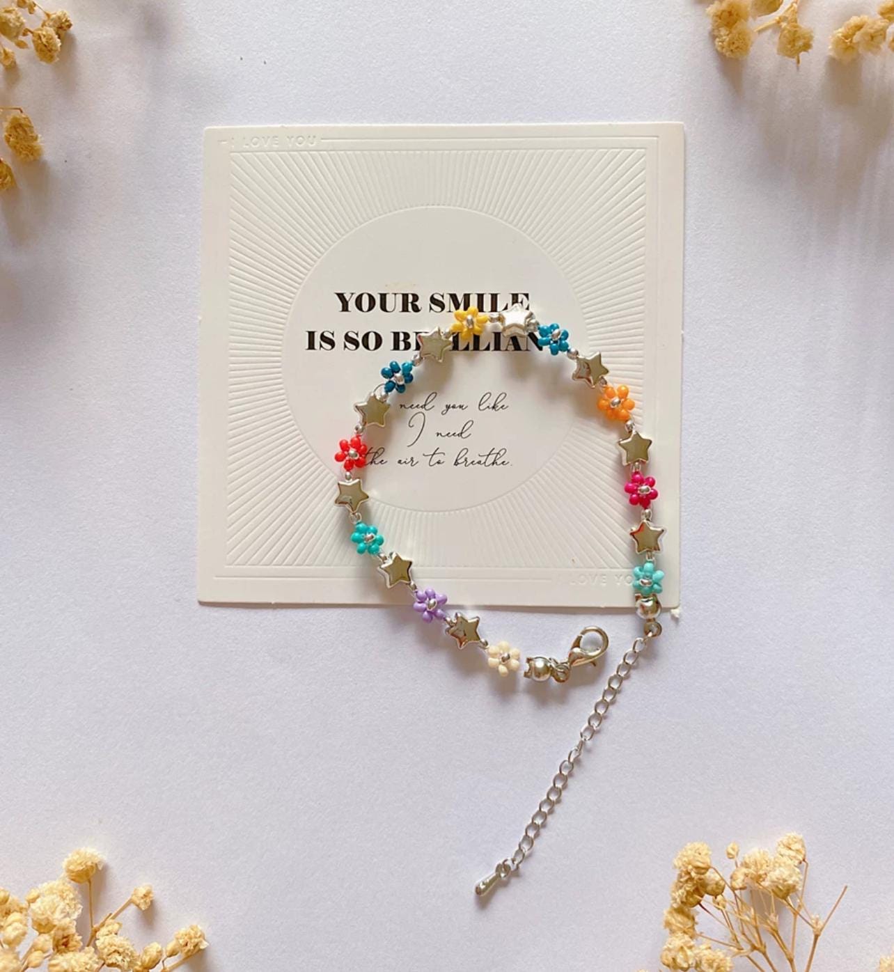 Daisy Beaded Bracelets Choker Phone Strap, Colorful Beaded Jewelry, Aesthetic Flower Phone Chain, Bridgerton Jewellery Gift