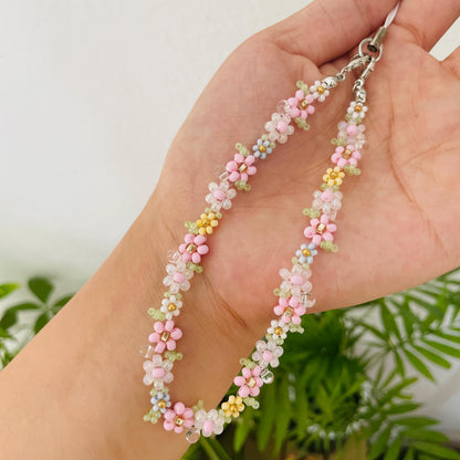 Handmade Beaded Flower Phone Charm Strap: Colorful Cell Phone Chain