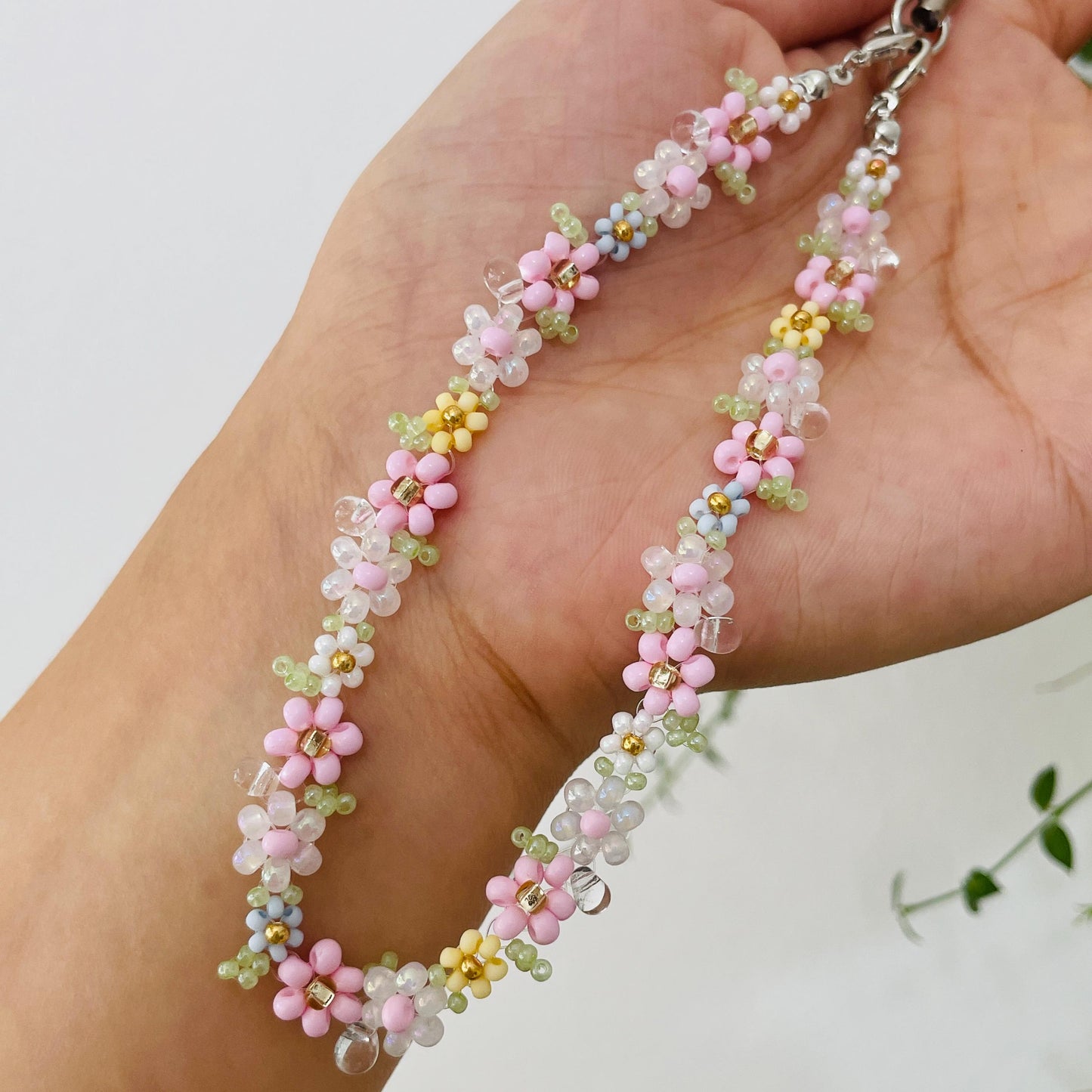 Handmade Beaded Flower Phone Charm Strap: Colorful Cell Phone Chain