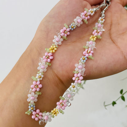 Handmade Beaded Flower Phone Charm Strap: Colorful Cell Phone Chain