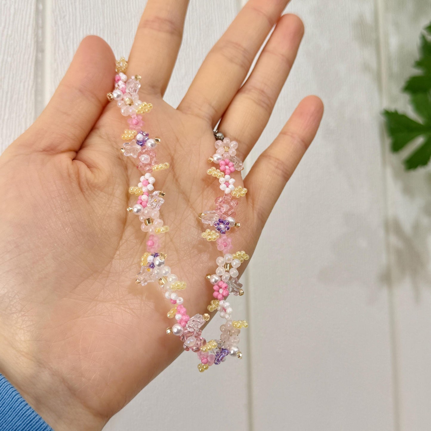 Sakura Phone Charm Strap: Beaded Flower Cell Phone Bracelet