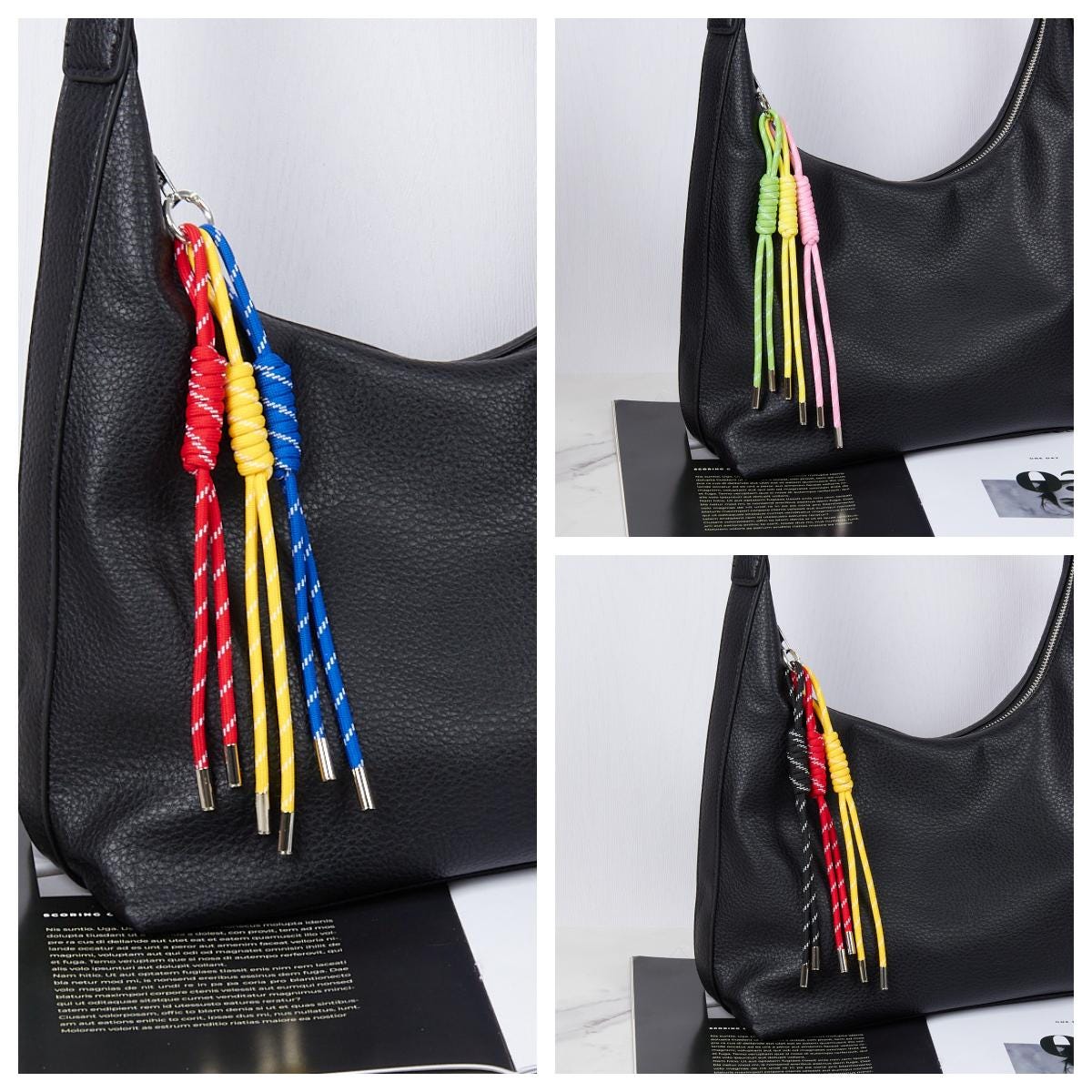 Braided Paracord Bag Charm with Metal Buckles