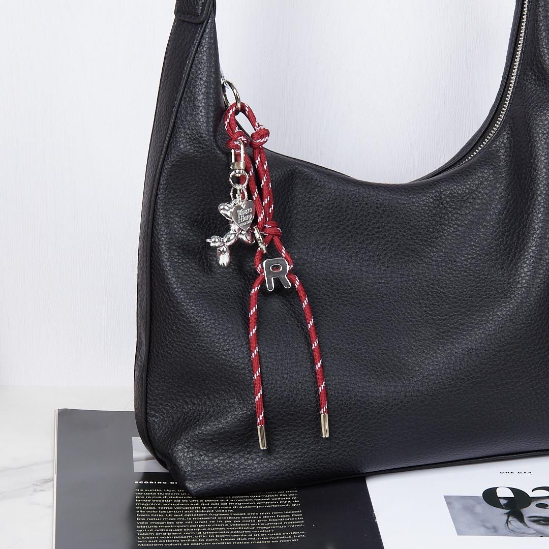 Custom Initial Paracord Bag Charm, Balloon Dog Accent