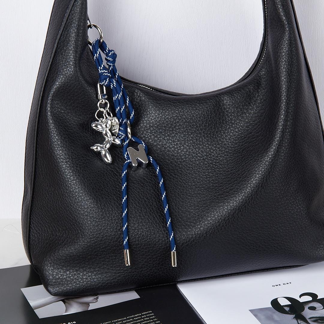 Custom Initial Paracord Bag Charm, Balloon Dog Accent