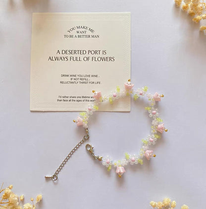Handmade Cherry Blossom Beaded Phone Charm Strap