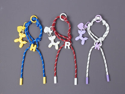 Personalized Rope Bag Charm with Initial & Balloon Dog