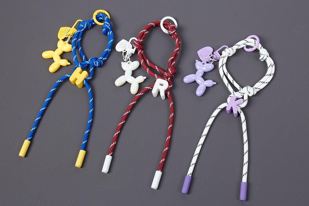 Personalized Rope Bag Charm with Initial & Balloon Dog
