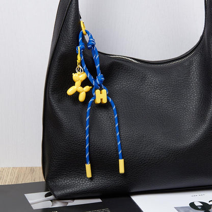 Personalized Rope Bag Charm with Initial & Balloon Dog