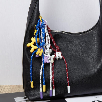 Personalized Rope Bag Charm with Initial & Balloon Dog