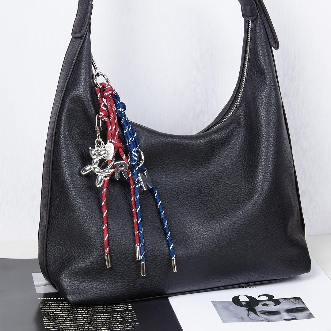 Custom Initial Paracord Bag Charm, Balloon Dog Accent