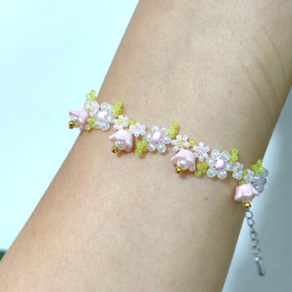 Handmade Cherry Blossom Beaded Phone Charm Strap