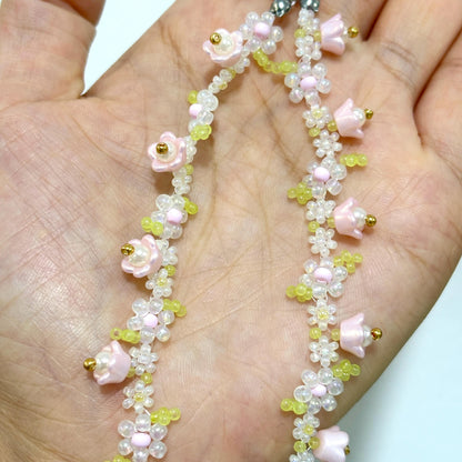 Handmade Cherry Blossom Beaded Phone Charm Strap