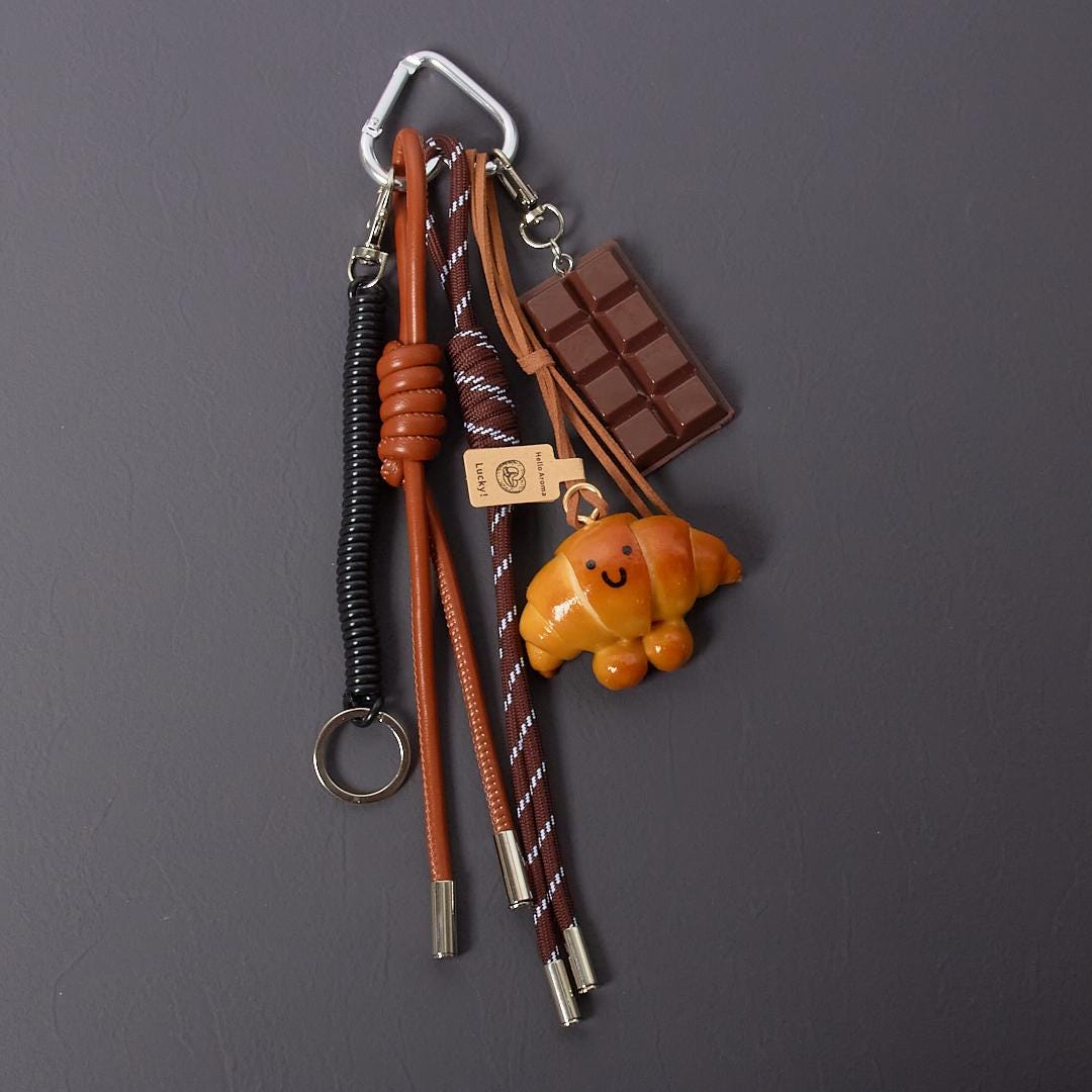 Handmade Croissant & Chocolate Charm, French Bakery Purse Accessory