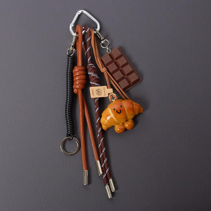 Handmade Croissant & Chocolate Charm, French Bakery Purse Accessory