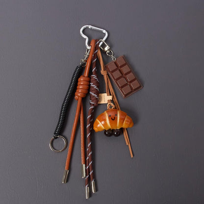 Handmade Croissant & Chocolate Charm, French Bakery Purse Accessory