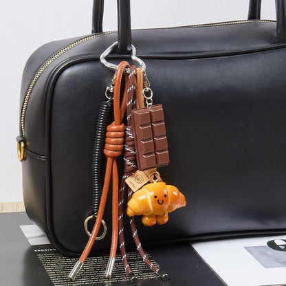 Handmade Croissant & Chocolate Charm, French Bakery Purse Accessory