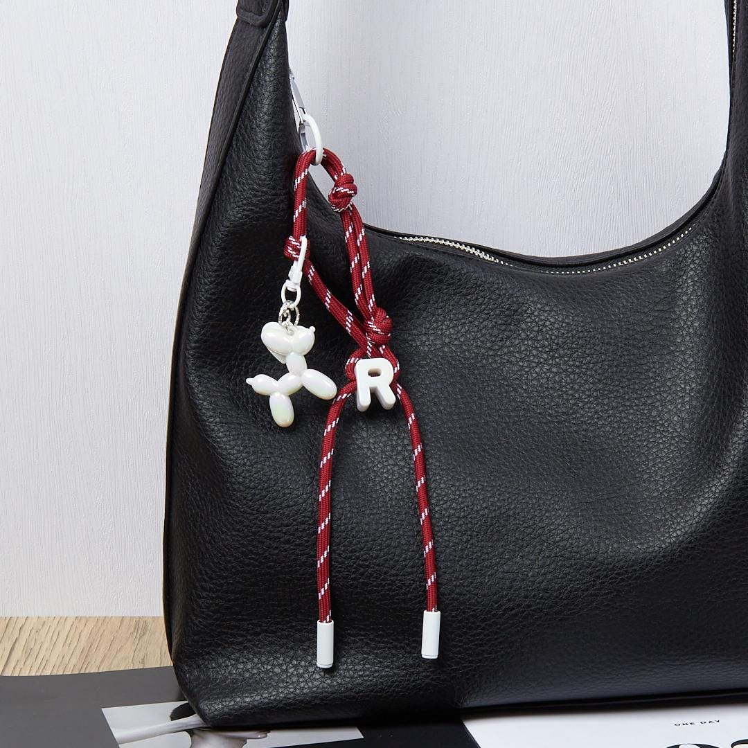 Personalized Rope Bag Charm with Initial & Balloon Dog