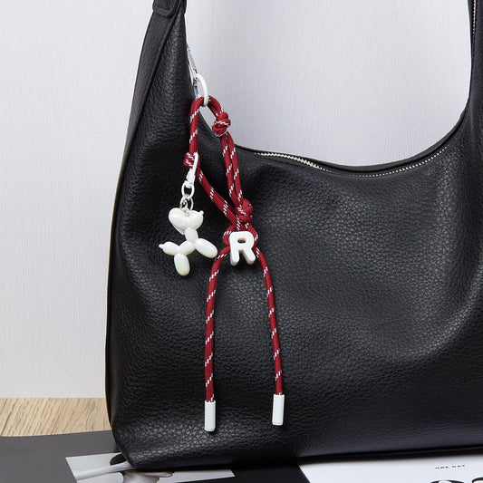 Personalized Rope Bag Charm with Initial & Balloon Dog
