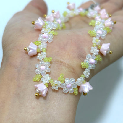Handmade Cherry Blossom Beaded Phone Charm Strap