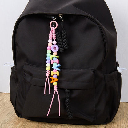 Custom Name Bag Charm - Colorful Acrylic Letters & Beads