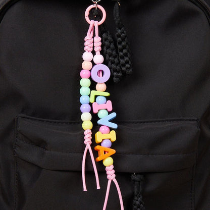 Custom Name Bag Charm - Colorful Acrylic Letters & Beads