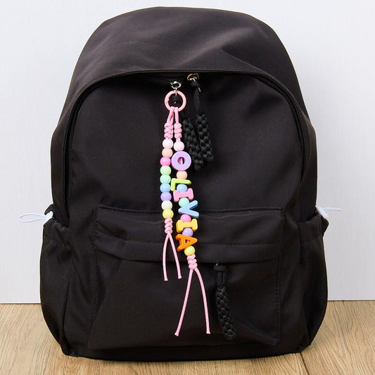 Custom Name Bag Charm - Colorful Acrylic Letters & Beads