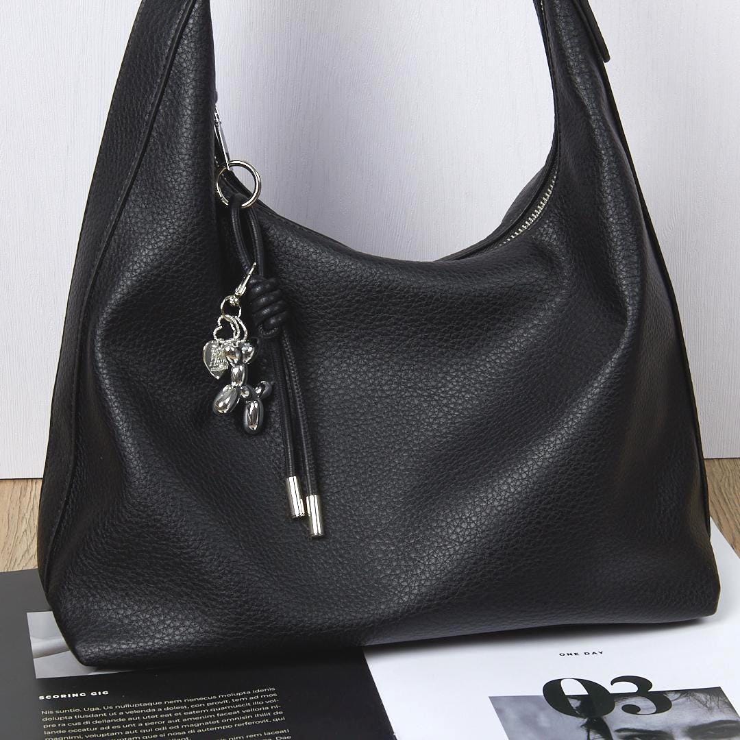 Balloon Dog Keychain, Leather Rope Bag Charm - Purse Accessory