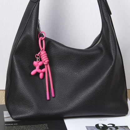 Balloon Dog Keychain, Leather Rope Bag Charm - Purse Accessory