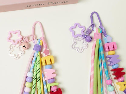 Custom Name Bag Charm, Colorful Acrylic Letter & Rope, Diaper Bag Accessory