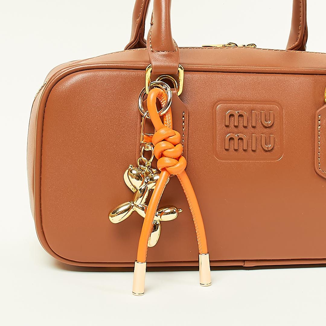 Balloon Dog Bag Charm: Leather Rope Keychain, Purse Accessories