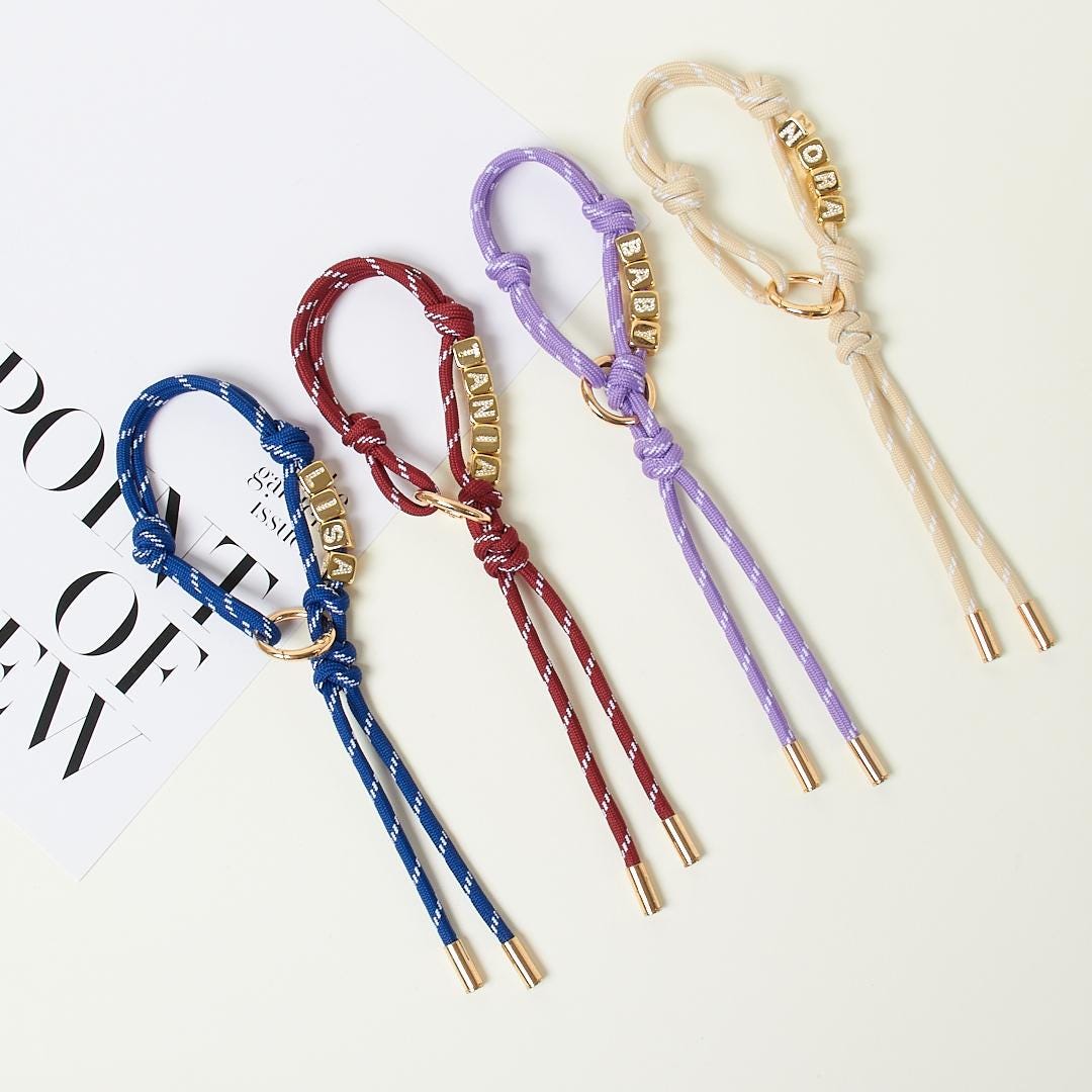 Personalized Rope Bag Charm, Custom Name Keychain, Handmade Paracord Accessory