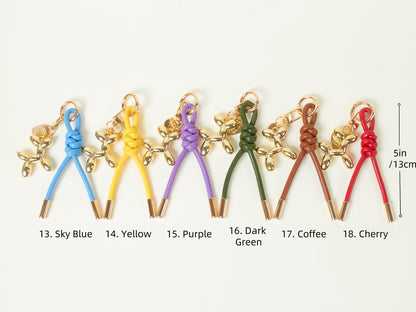 Balloon Dog Bag Charm: Leather Rope Keychain, Purse Accessories