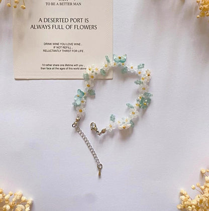 Handmade Jasmine Green Butterfly Pearl Phone Strap: Beaded Flower Bracelet