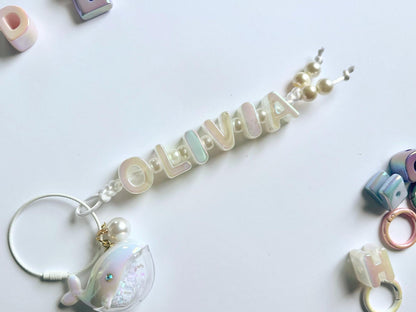 Personalized Iridescent Name Keychain - Custom Handmade Bag Charm Purse charm