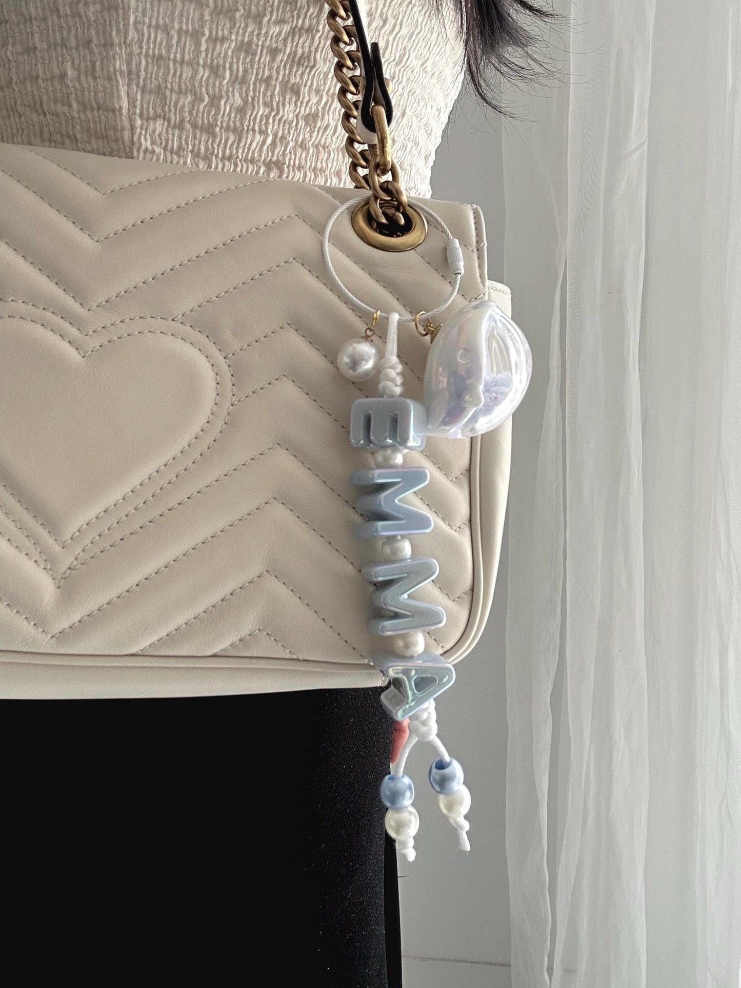 Personalized Iridescent Name Keychain - Custom Handmade Bag Charm Purse charm