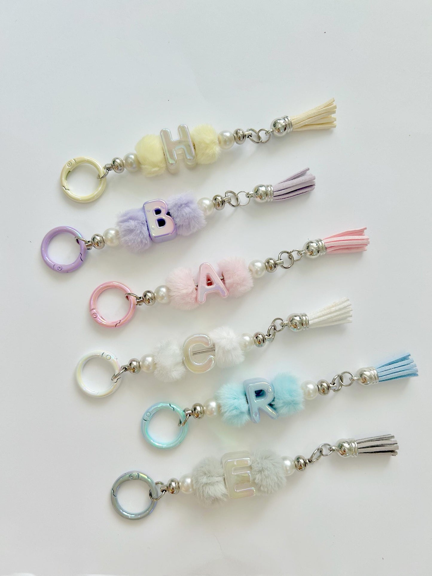 Personalized Iridescent Letter Keychain - Custom Handmade Bag Charm Purse charm Bridesmaids gift
