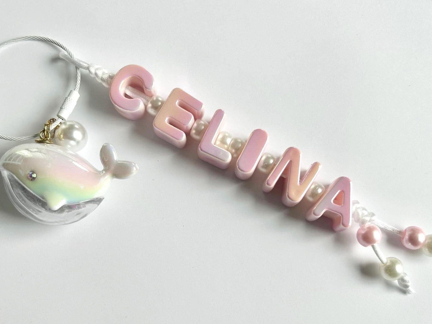 Personalized Iridescent Name Keychain - Custom Handmade Bag Charm Purse charm
