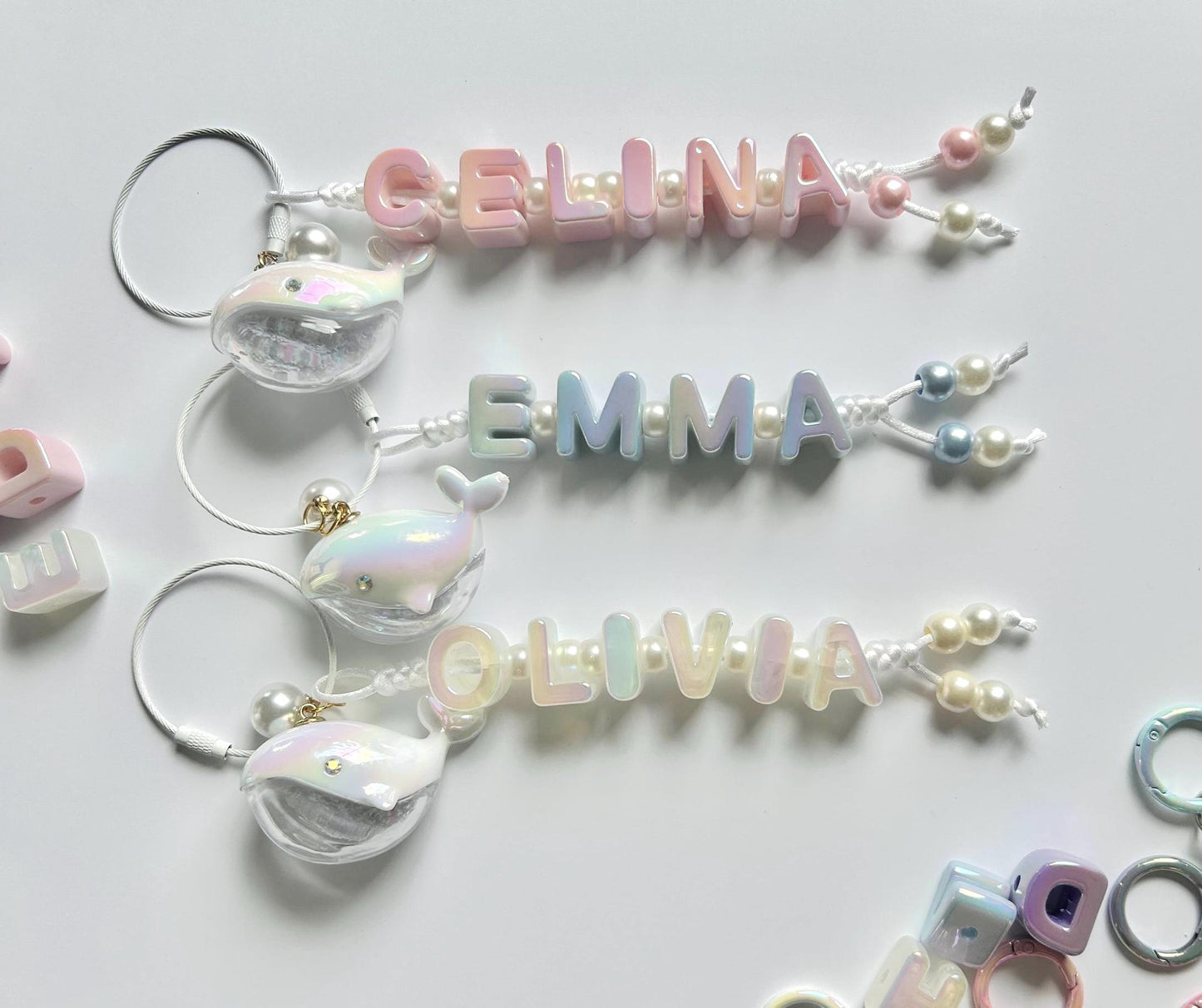 Personalized Iridescent Name Keychain - Custom Handmade Bag Charm Purse charm