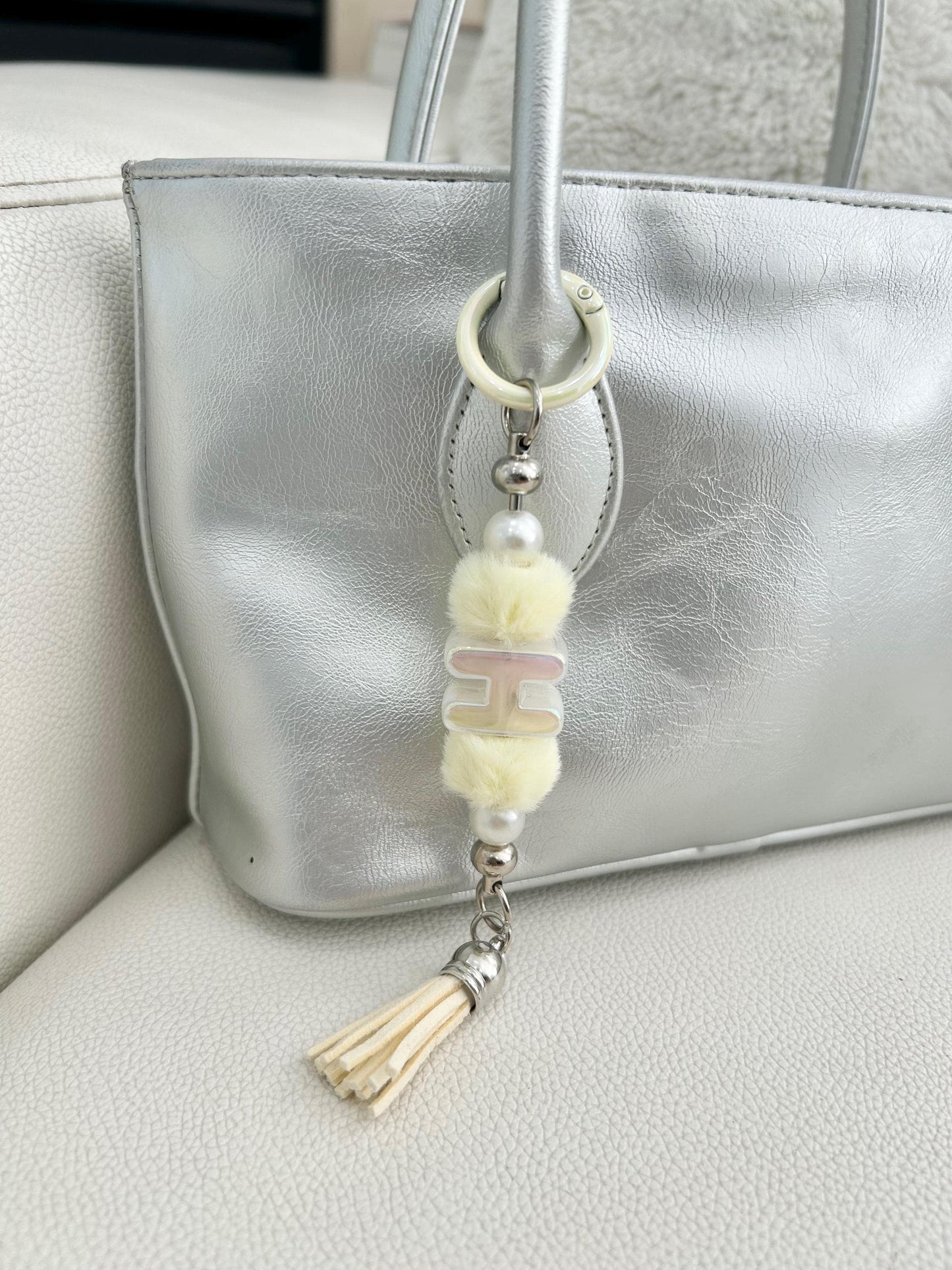 Personalized Iridescent Letter Keychain - Custom Handmade Bag Charm Purse charm Bridesmaids gift