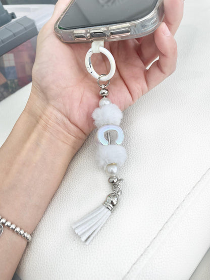 Personalized Iridescent Letter Keychain - Custom Handmade Bag Charm Purse charm Bridesmaids gift