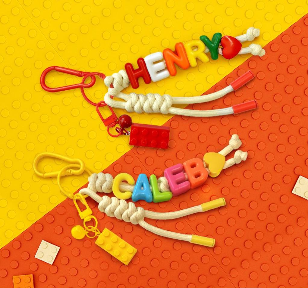 Personalized Brick Name Keychain Colorful Building Block Gift
