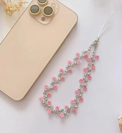 Winter Red Plum Blossom Phone Strap, Pink Beaded Bracelet Set, Gift for Her