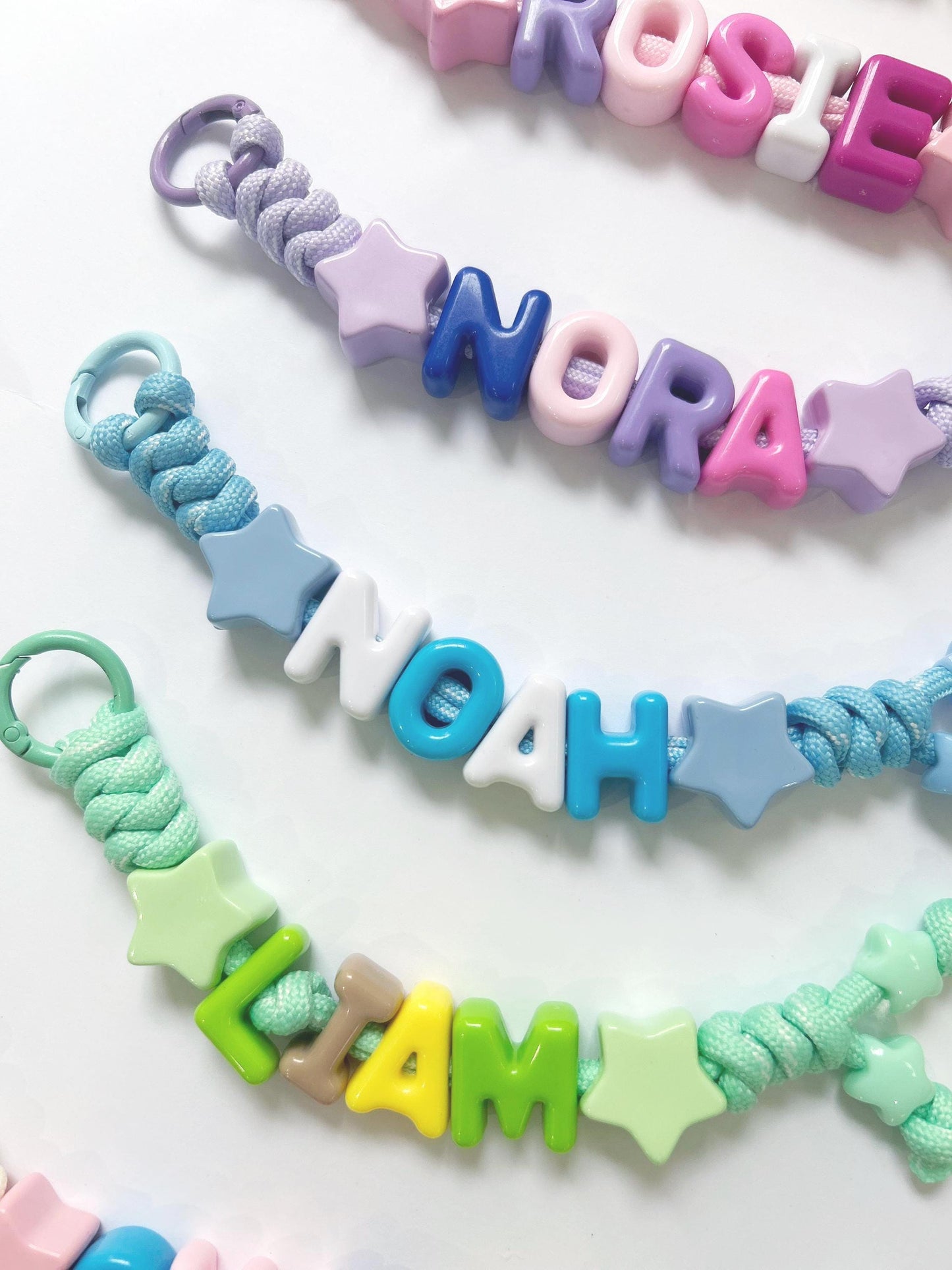 Personalized Beaded Name Keychain: Handmade Baby Backpack Charm