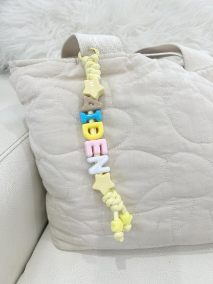 Personalized Beaded Name Keychain: Handmade Baby Backpack Charm