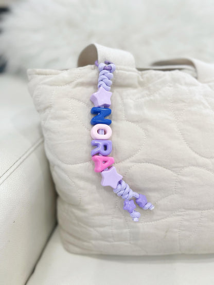 Personalized Beaded Name Keychain: Handmade Baby Backpack Charm