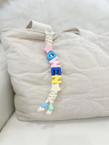 Personalized Beaded Name Keychain: Handmade Baby Backpack Charm